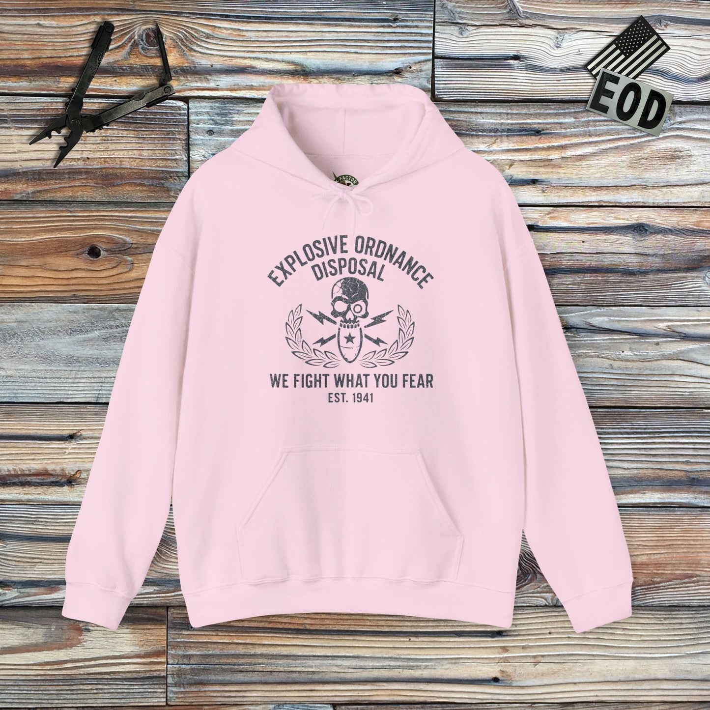 K-Factor Supply Co We Fight What You Fear Hoodie Light Pink / S