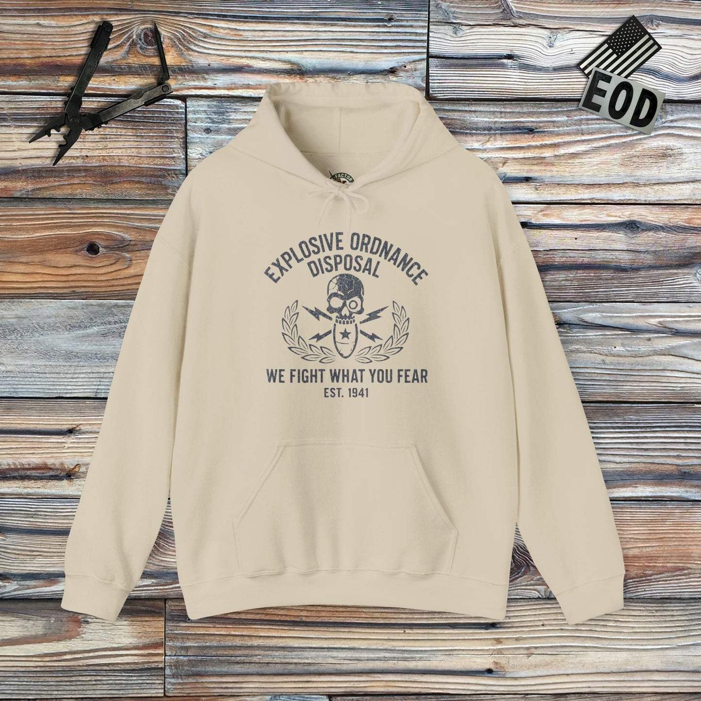 K-Factor Supply Co We Fight What You Fear Hoodie Sand / S