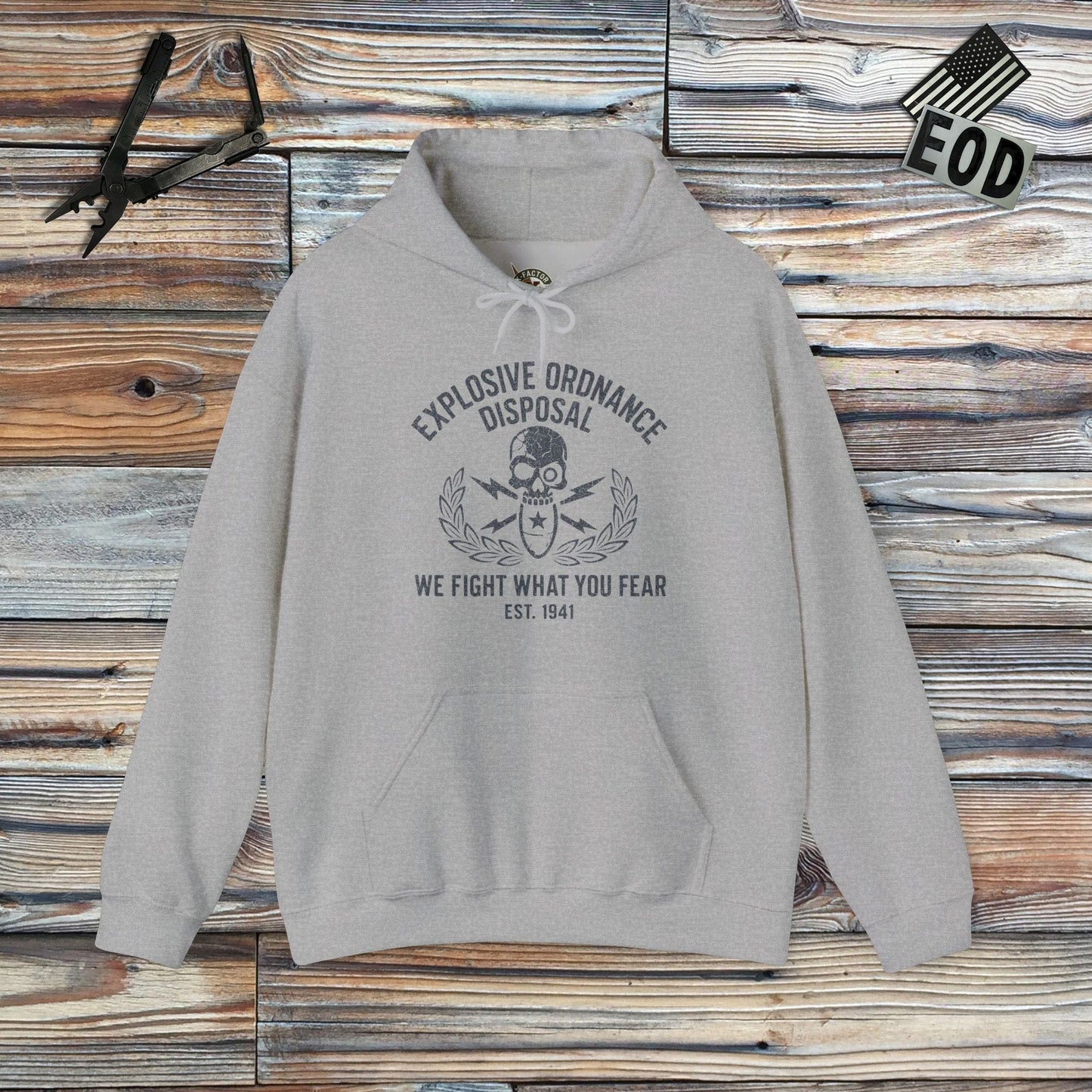 K-Factor Supply Co We Fight What You Fear Hoodie Sport Grey / S