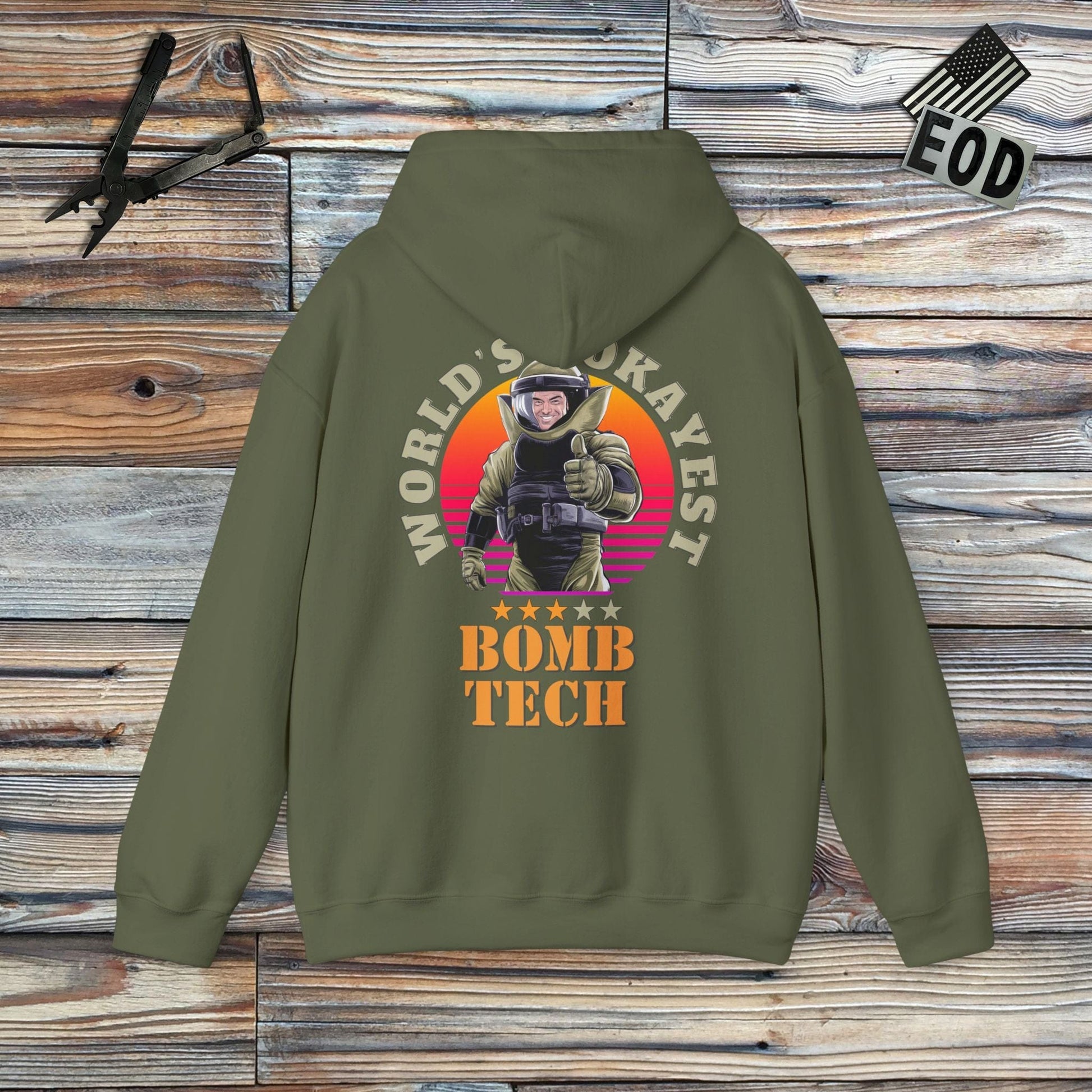 K-Factor Supply Co World's Okayest Bomb Tech (EOD - Mk 2 Mod 1) Hoodie Military Green / S