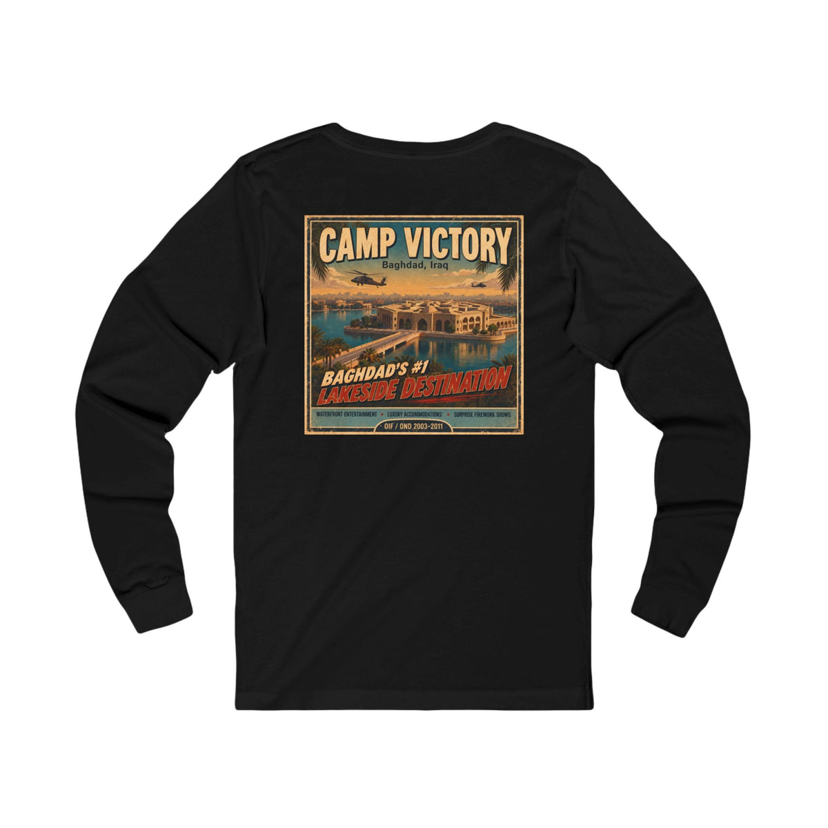 K-Factor Supply Co Camp Victory Travel (Long Sleeve - Back Print) T-Shirt S / Black