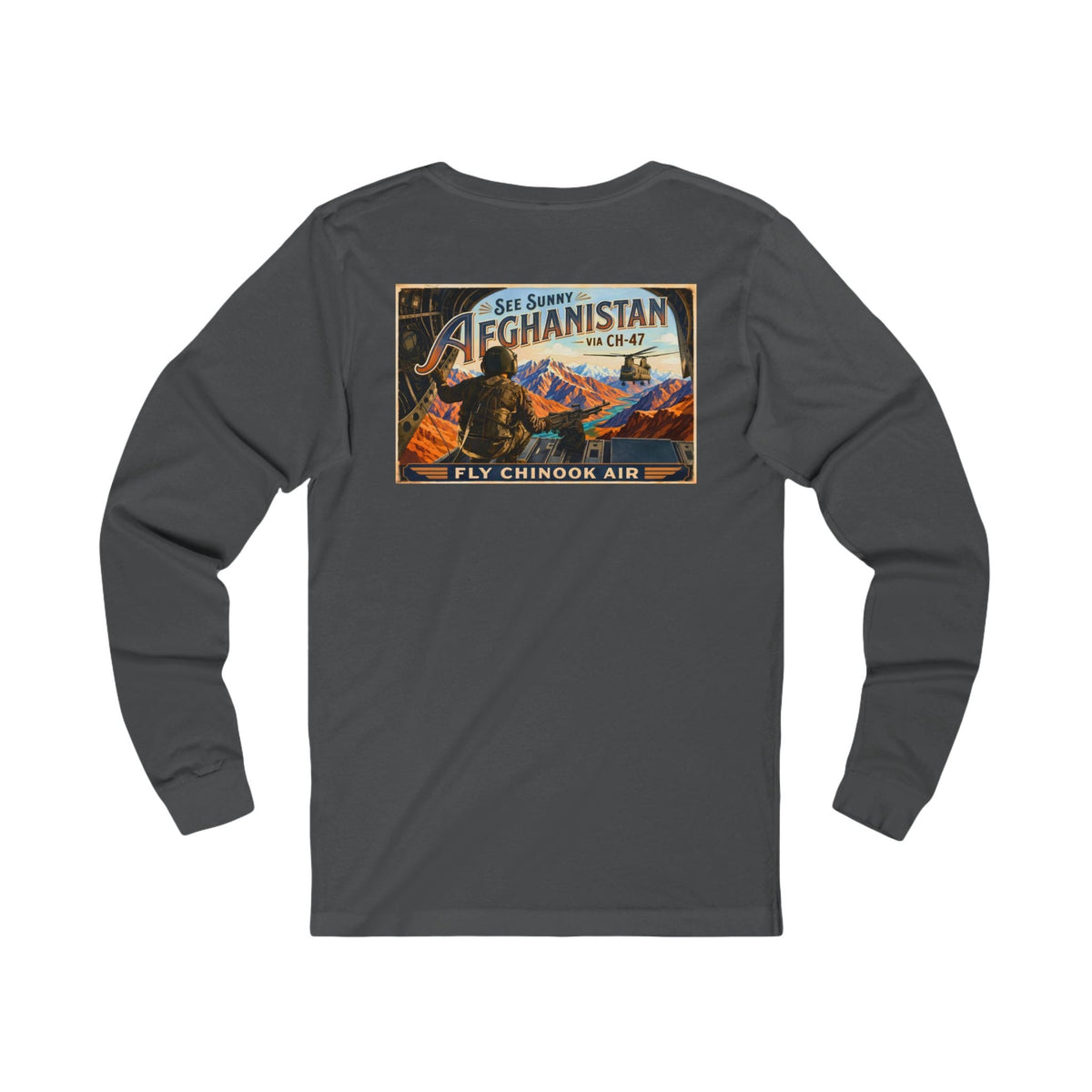 K-Factor Supply Co Chinook Air (Long Sleeve - Back Print) T-Shirt S / Asphalt