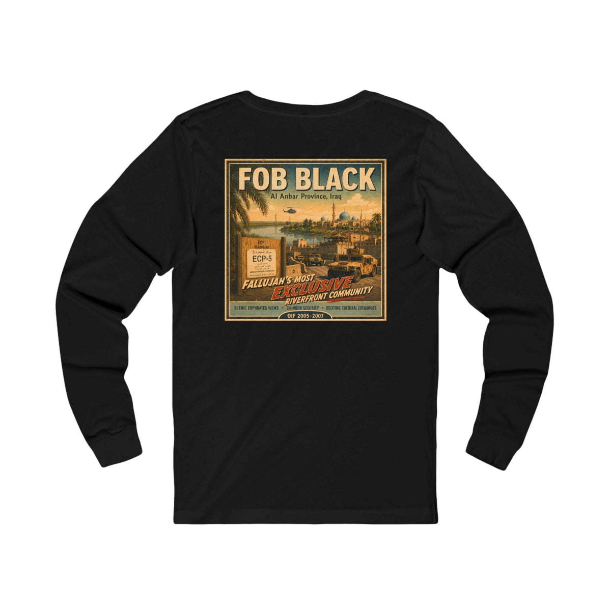 K-Factor Supply Co FOB Black Travel (Long Sleeve - Back Print) T-Shirt