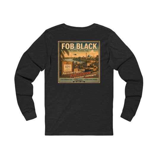 K-Factor Supply Co FOB Black Travel (Long Sleeve - Back Print) T-Shirt S / Dark Grey Heather