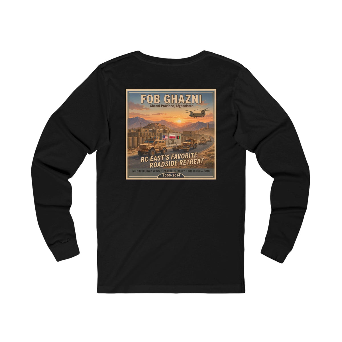 K-Factor Supply Co FOB Ghazni Travel (Long Sleeve - Back Print) T-Shirt