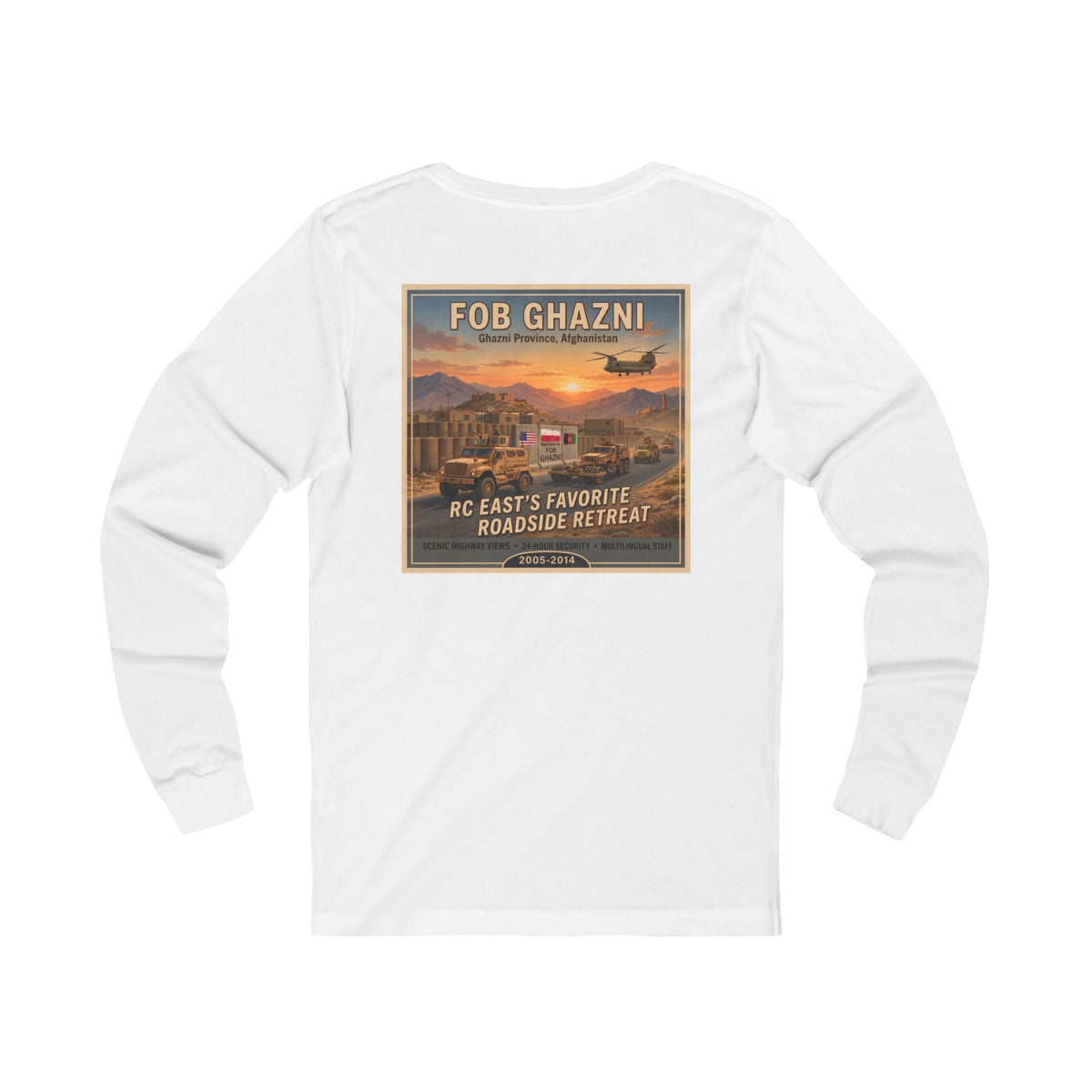 K-Factor Supply Co FOB Ghazni Travel (Long Sleeve - Back Print) T-Shirt