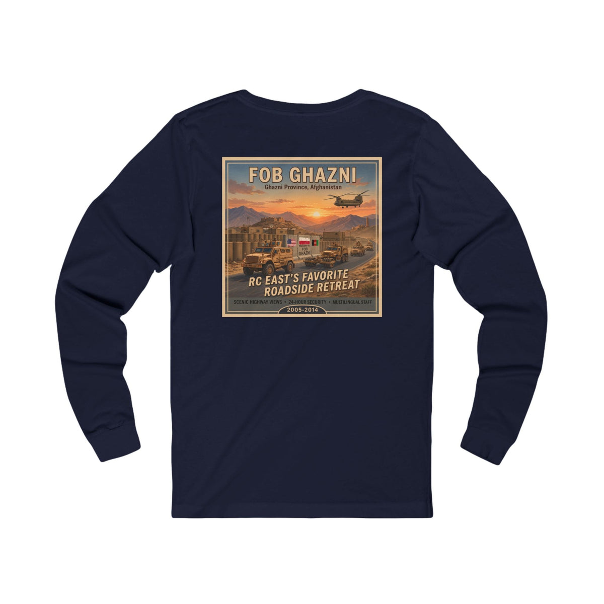 K-Factor Supply Co FOB Ghazni Travel (Long Sleeve - Back Print) T-Shirt S / Navy