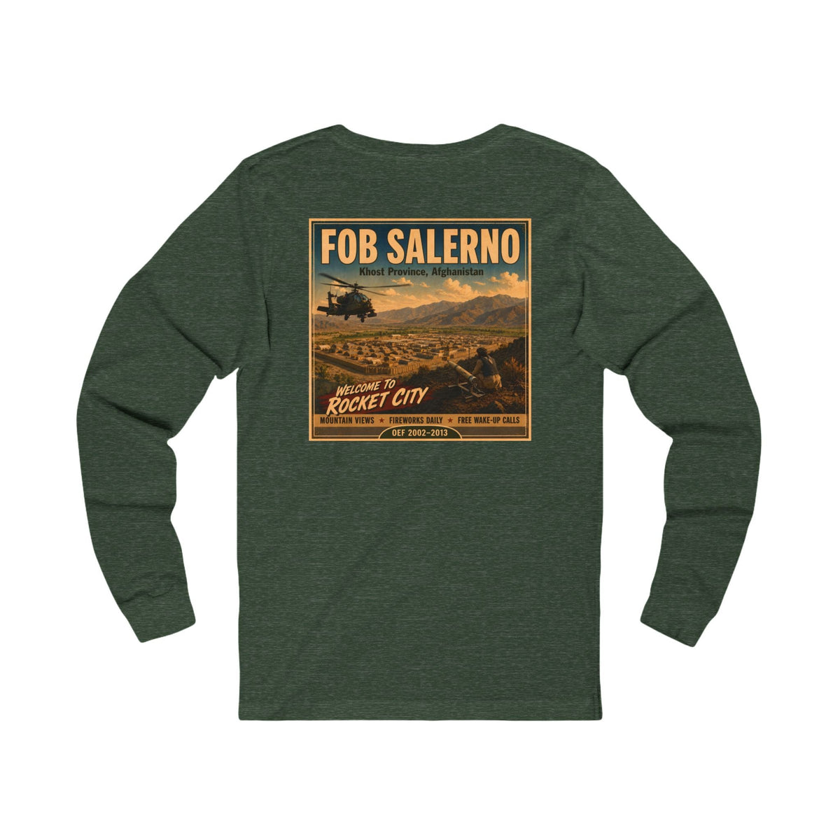 K-Factor Supply Co FOB Salerno Travel (Long Sleeve - Back Print) T-Shirt S / Heather Forest