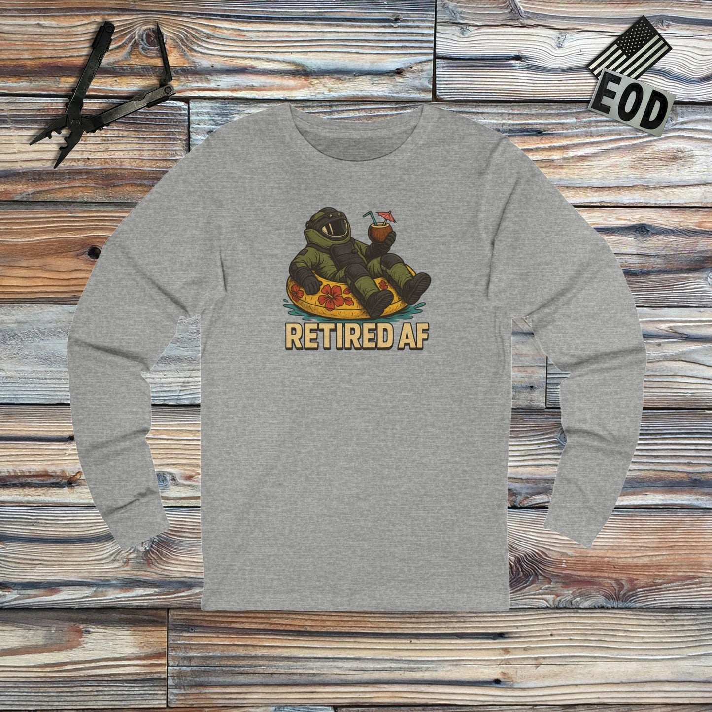 K-Factor Supply Co Retired AF Long Sleeve S / Athletic Heather