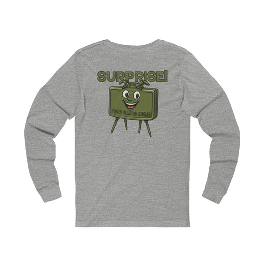 K-Factor Supply Co Surprise! (Long Sleeve - Back Print) T-Shirt S / Athletic Heather