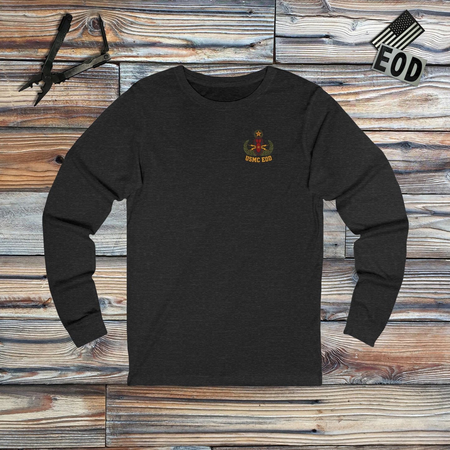 K-Factor Supply Co USMC BBP Icon (Long Sleeve - Back Print) T-Shirt S / Dark Grey Heather