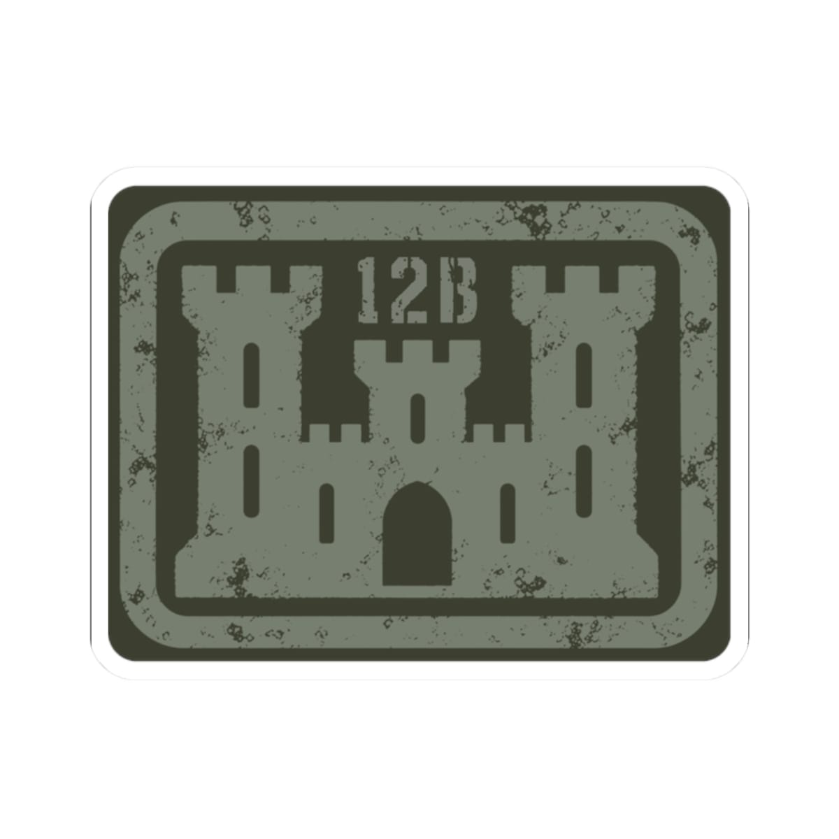 K-Factor Supply Co 12B Castle Sticker 2" × 2" / White