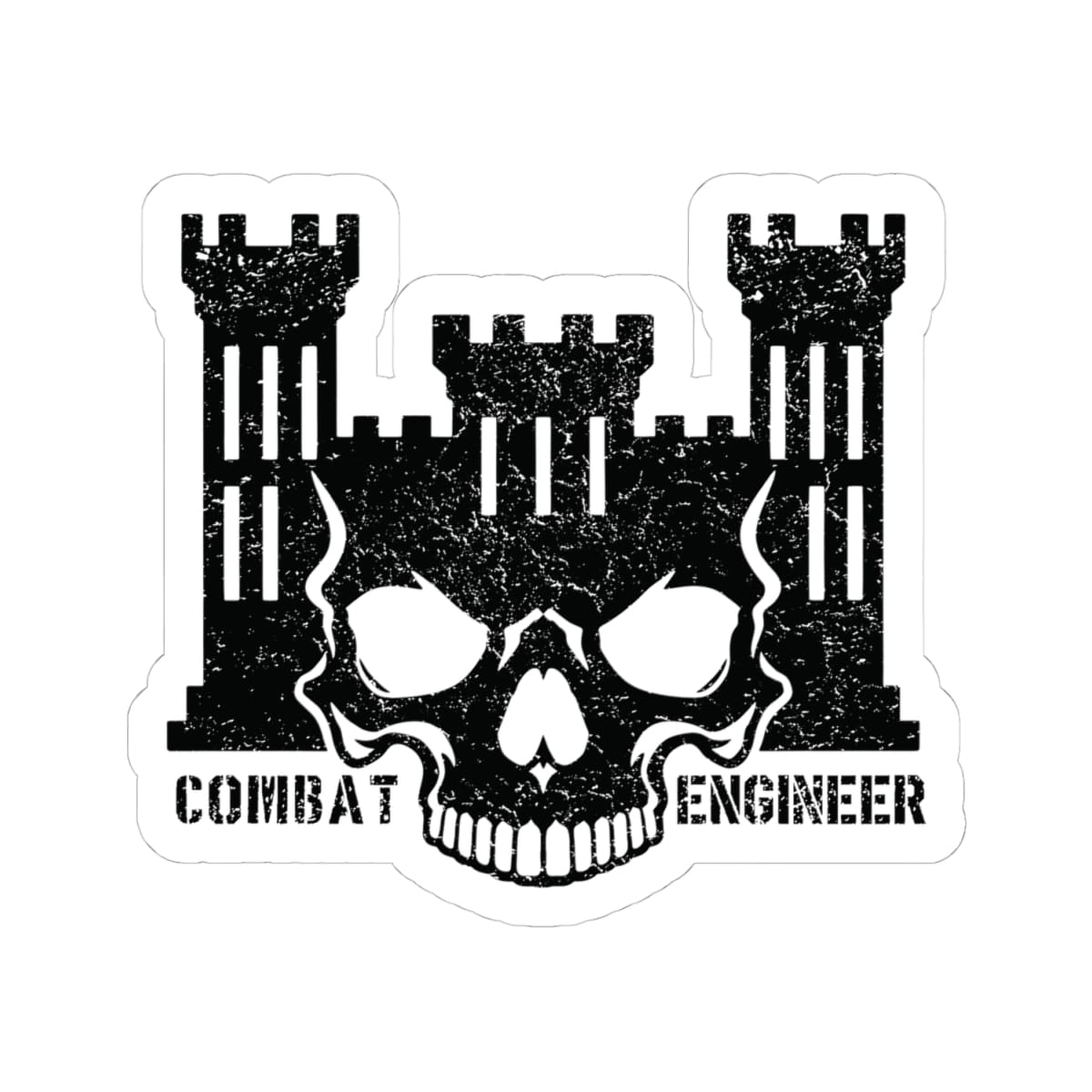 K-Factor Supply Co 12B Skull Castle Sticker 4" × 4" / White