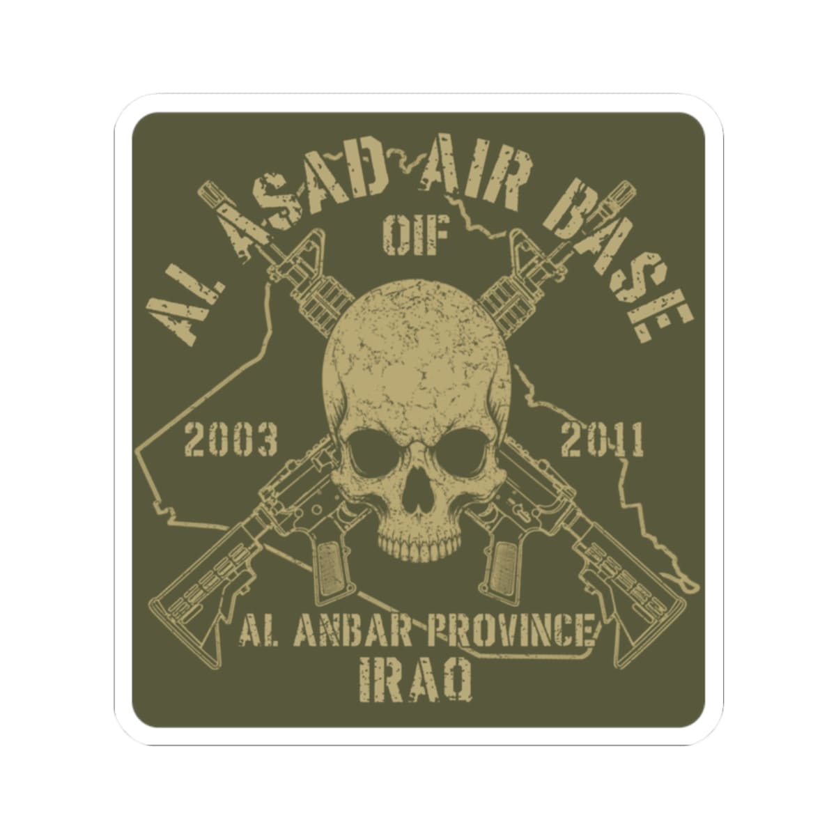 K-Factor Supply Co Al Asad OIF - Skull & Carbines Sticker 2" × 2"