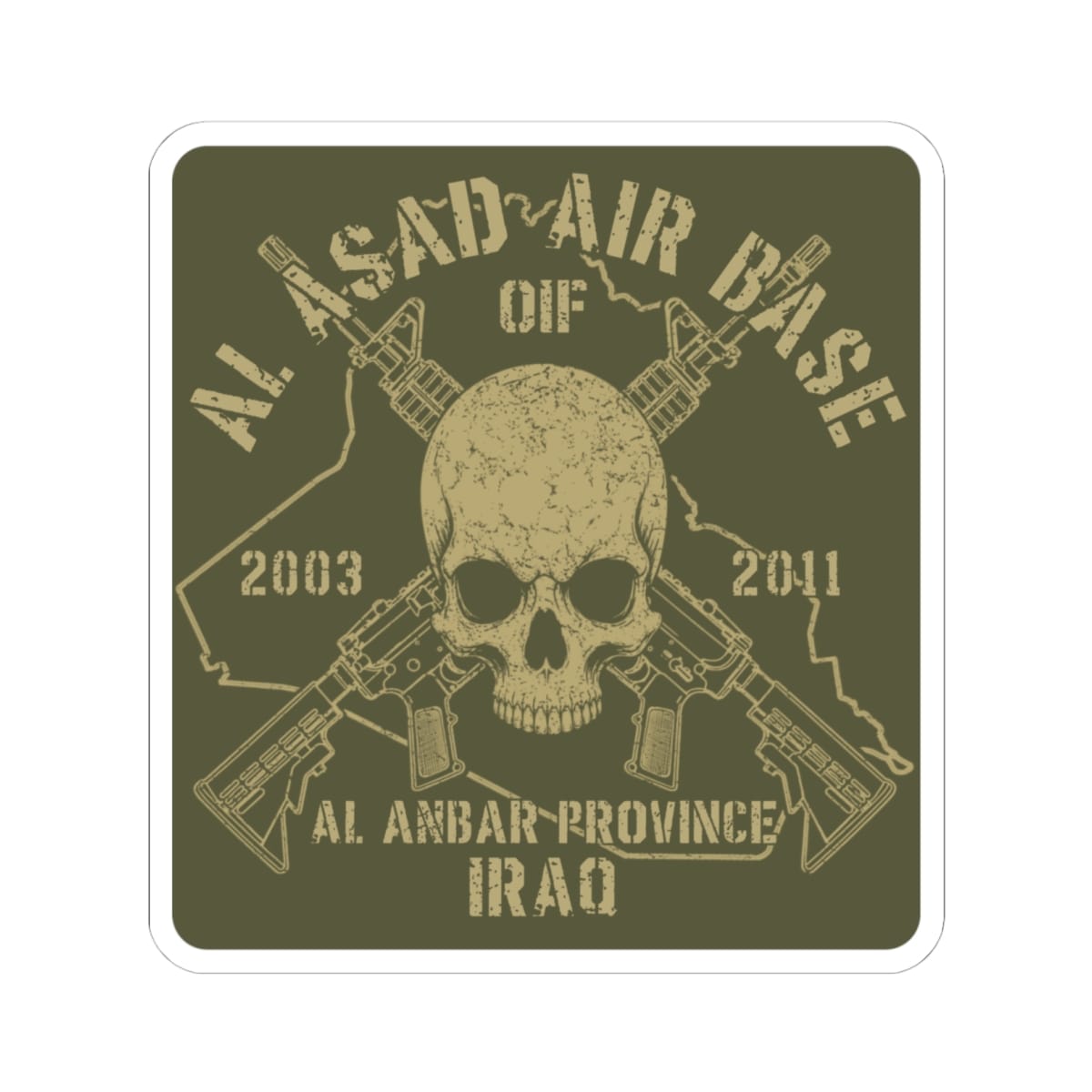 K-Factor Supply Co Al Asad OIF - Skull & Carbines Sticker 6" × 6"