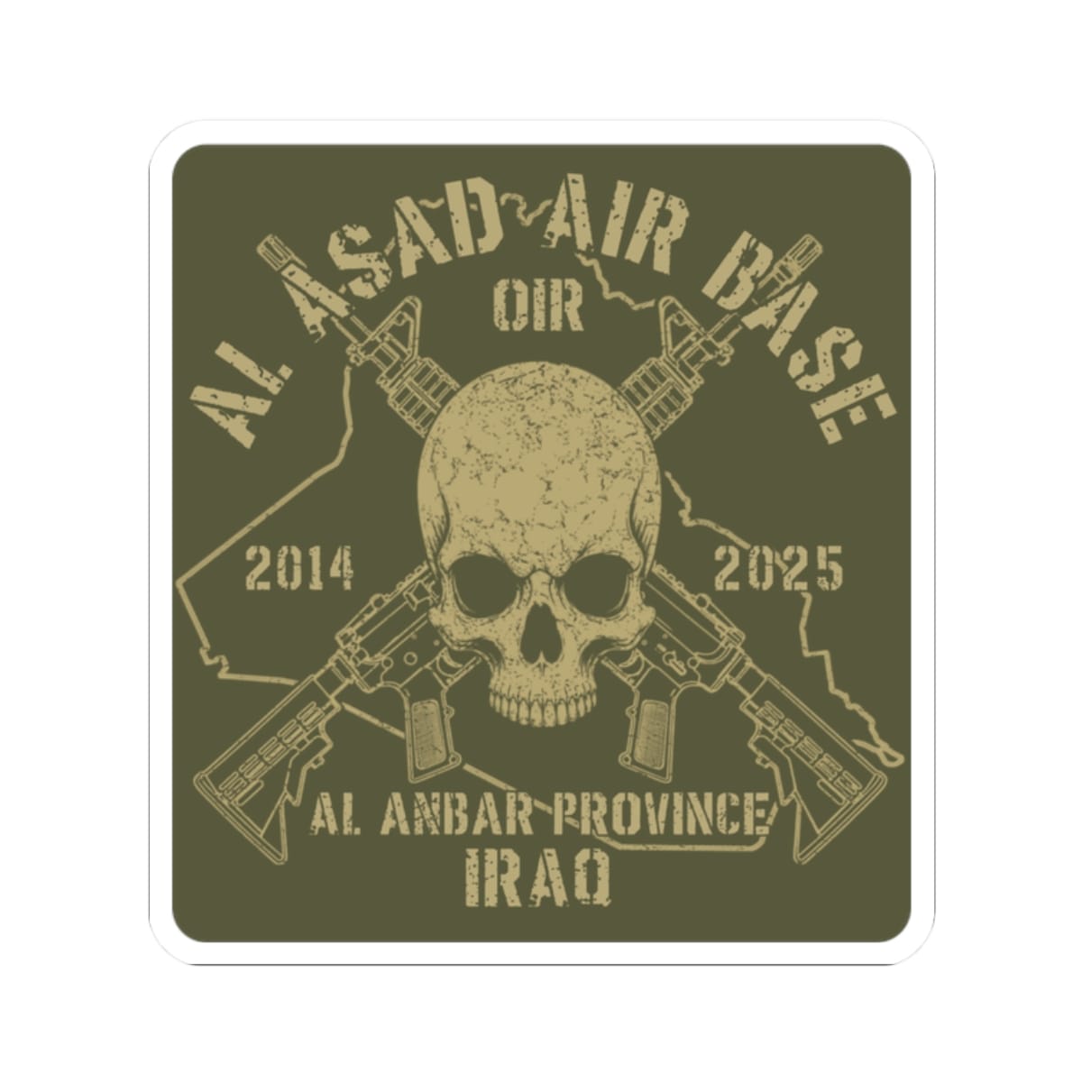 K-Factor Supply Co Al Asad OIR - Skull & Carbines Sticker 2" × 2"
