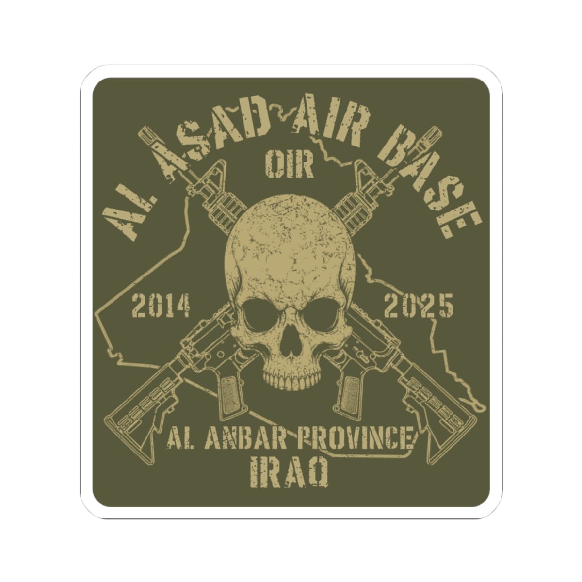 K-Factor Supply Co Al Asad OIR - Skull & Carbines Sticker 3" × 3"
