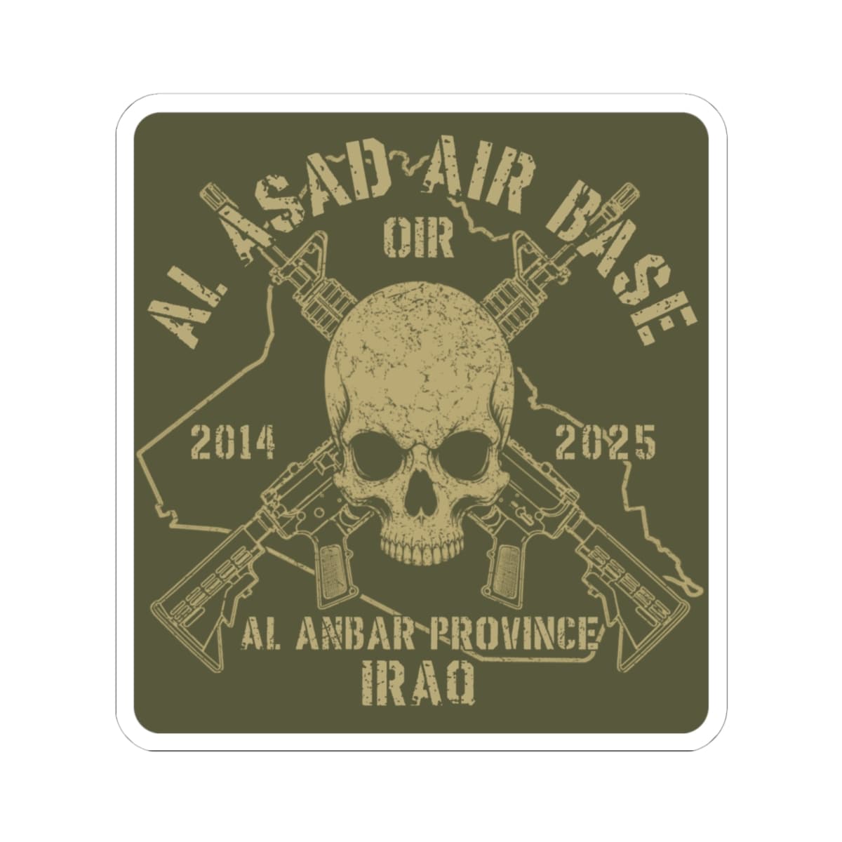 K-Factor Supply Co Al Asad OIR - Skull & Carbines Sticker 6" × 6"