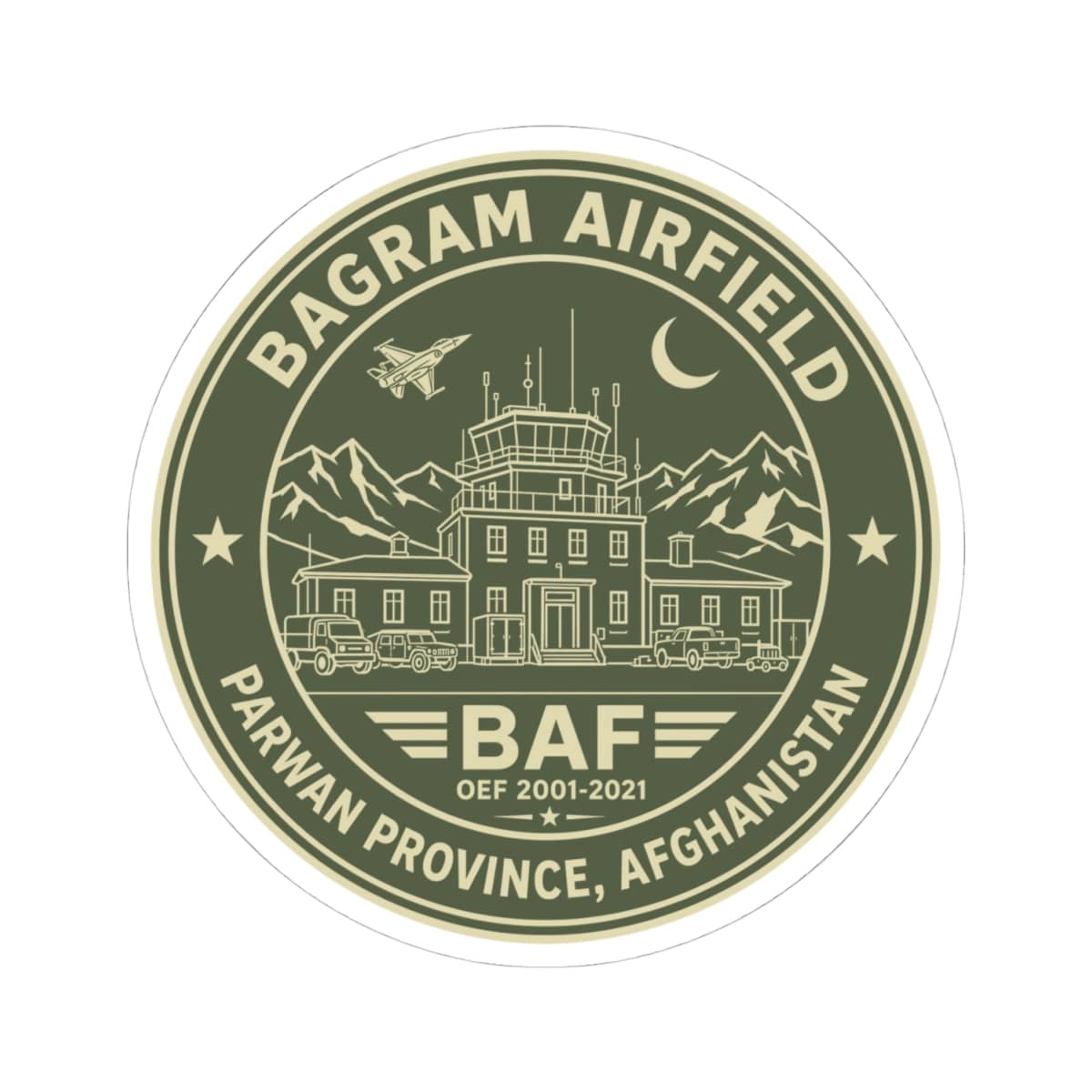 K-Factor Supply Co BAF Icon Mk 2 Sticker 4" × 4" / White
