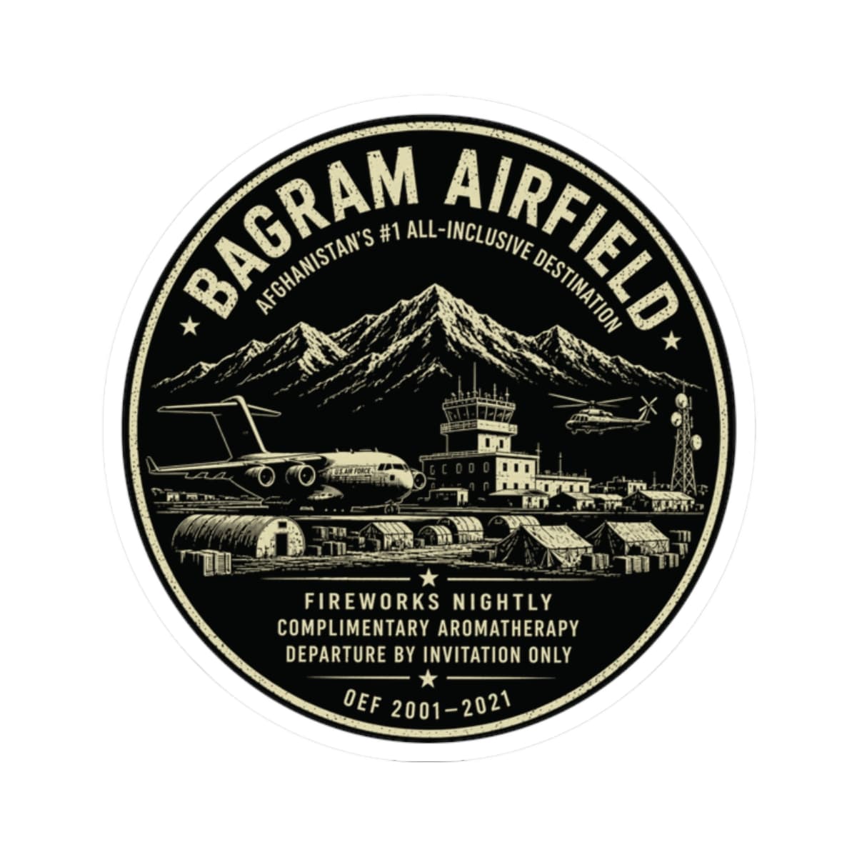 K-Factor Supply Co Bagram All-Inclusive Sticker 2" × 2"