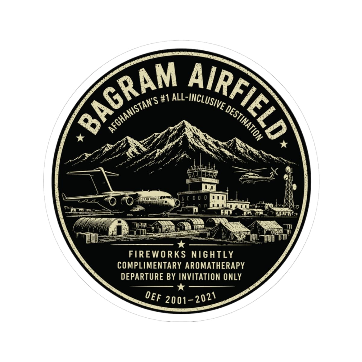 K-Factor Supply Co Bagram All-Inclusive Sticker 3" × 3"