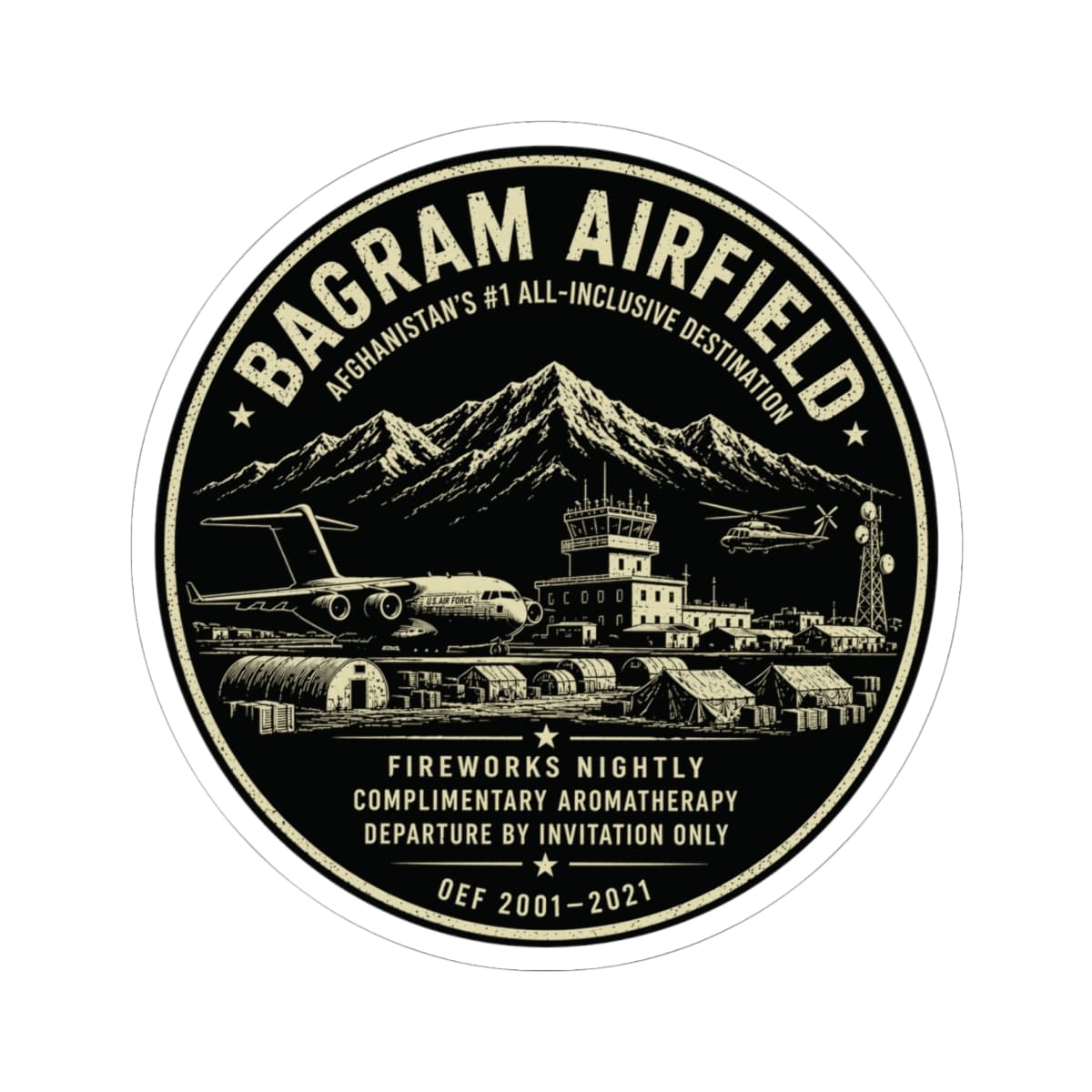 K-Factor Supply Co Bagram All-Inclusive Sticker 6" × 6"