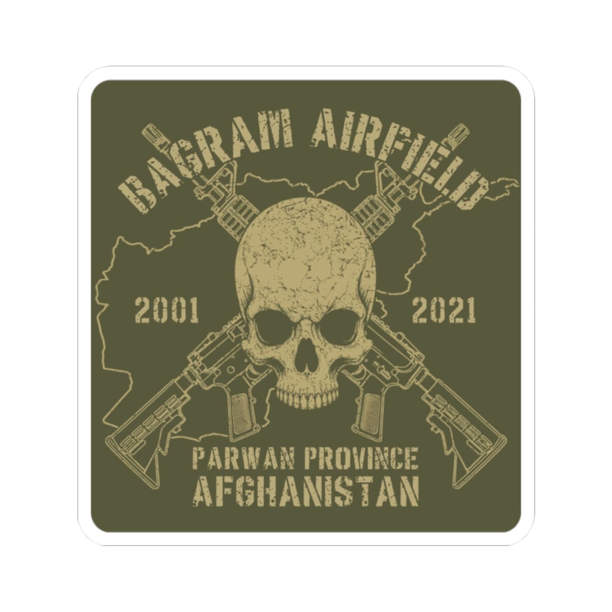 K-Factor Supply Co Bagram - Skull & Carbines Sticker 2" × 2"