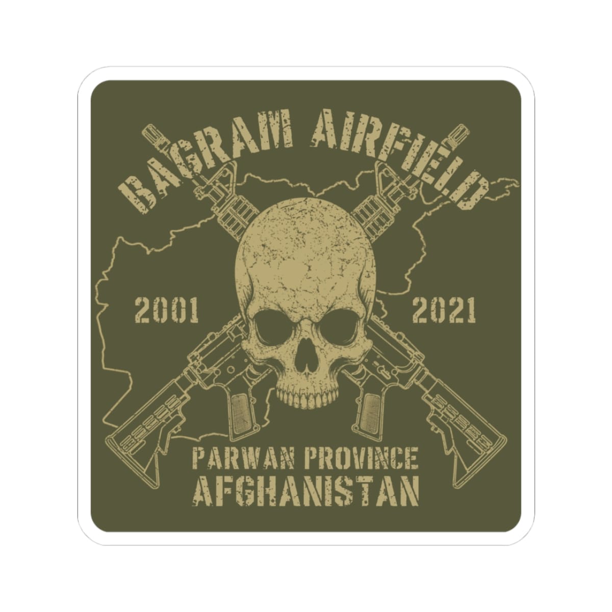 K-Factor Supply Co Bagram - Skull & Carbines Sticker 3" × 3"