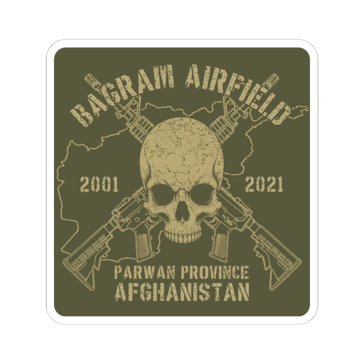 K-Factor Supply Co Bagram - Skull & Carbines Sticker 6" × 6"