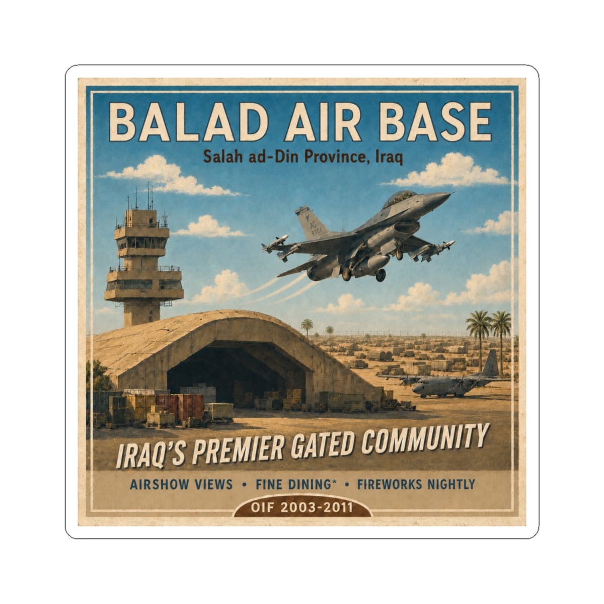 K-Factor Supply Co Balad AB Travel Sticker 4" × 4"