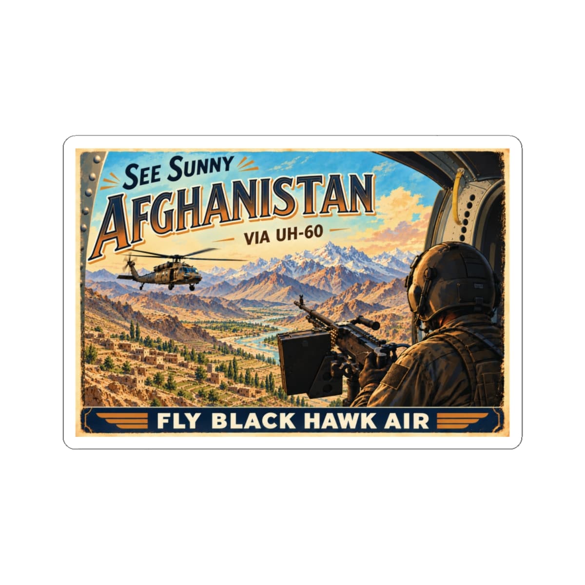 K-Factor Supply Co Black Hawk Air - Afghanistan Sticker 4" × 4"