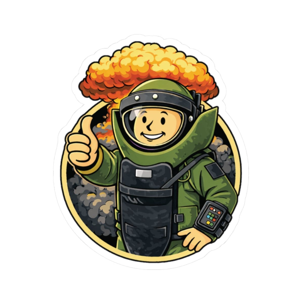 K-Factor Supply Co Bomb Suit Boy Sticker 2" × 2"