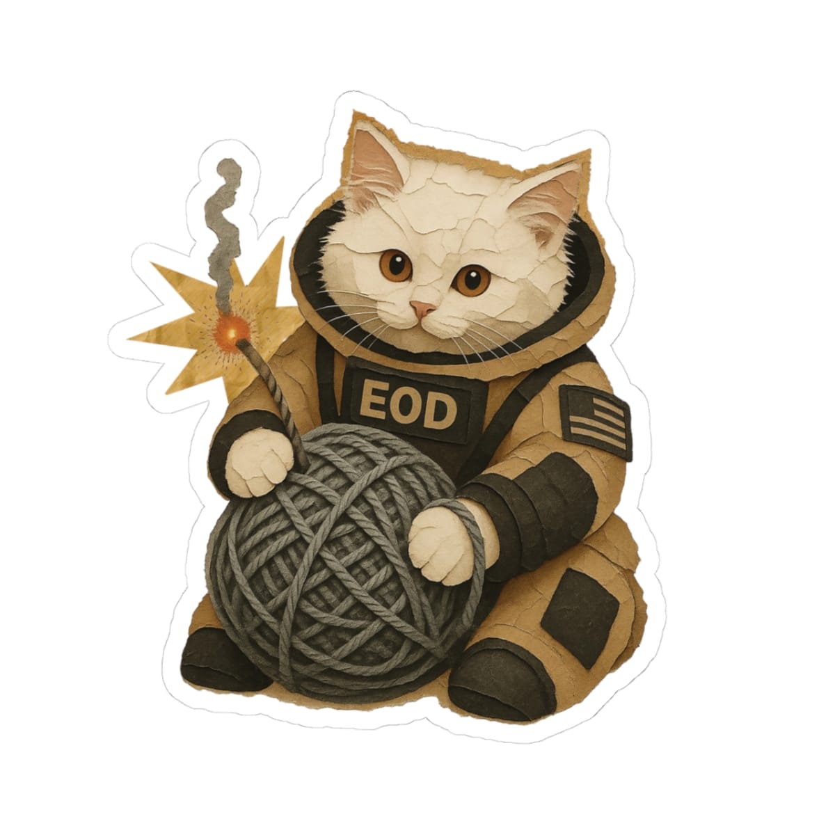 K-Factor Supply Co Bomb Suit Kitten - Angora Sticker 3" × 3" / White