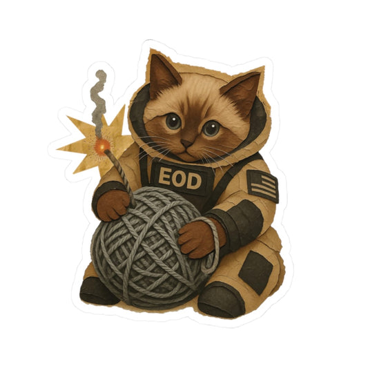 K-Factor Supply Co Bomb Suit Kitten - Siamese Sticker 2" × 2" / White