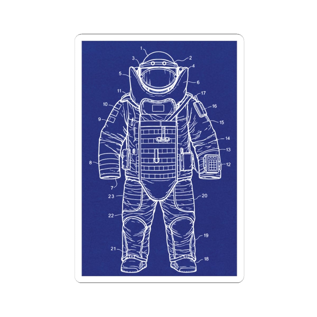 K-Factor Supply Co Bomb Suit (Patent Drawing) Sticker 3" × 3" / White