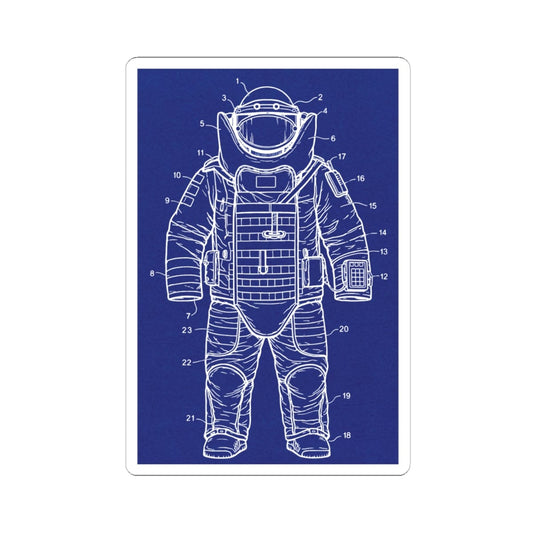 K-Factor Supply Co Bomb Suit (Patent Drawing) Sticker 6" × 6" / White