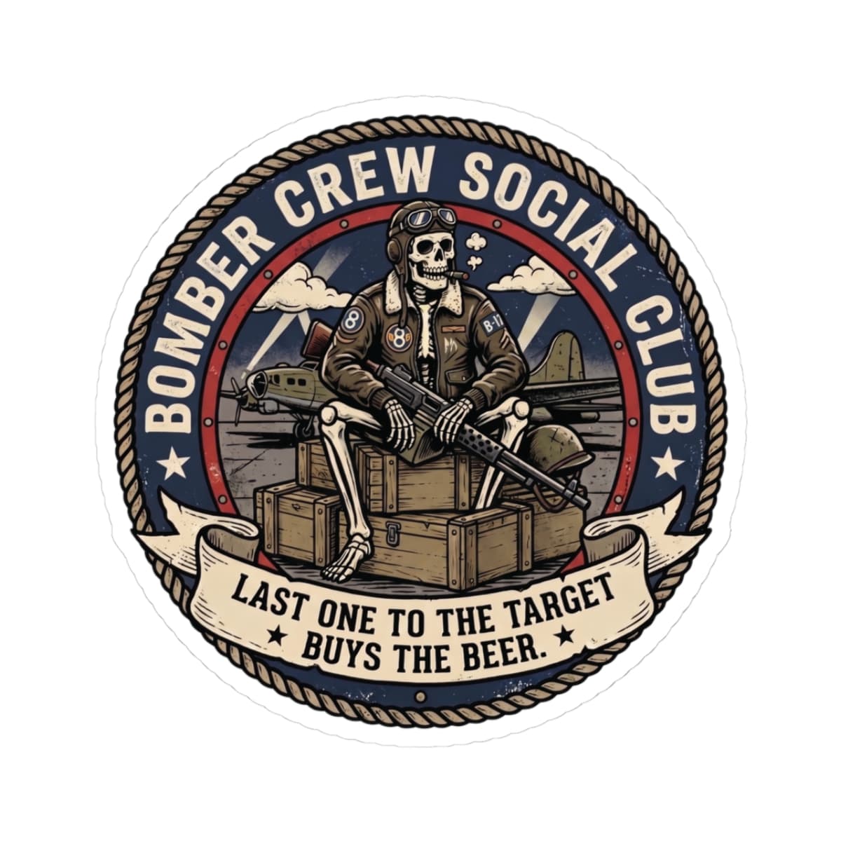 K-Factor Supply Co Bomber Crew Social Club Sticker 3" × 3"