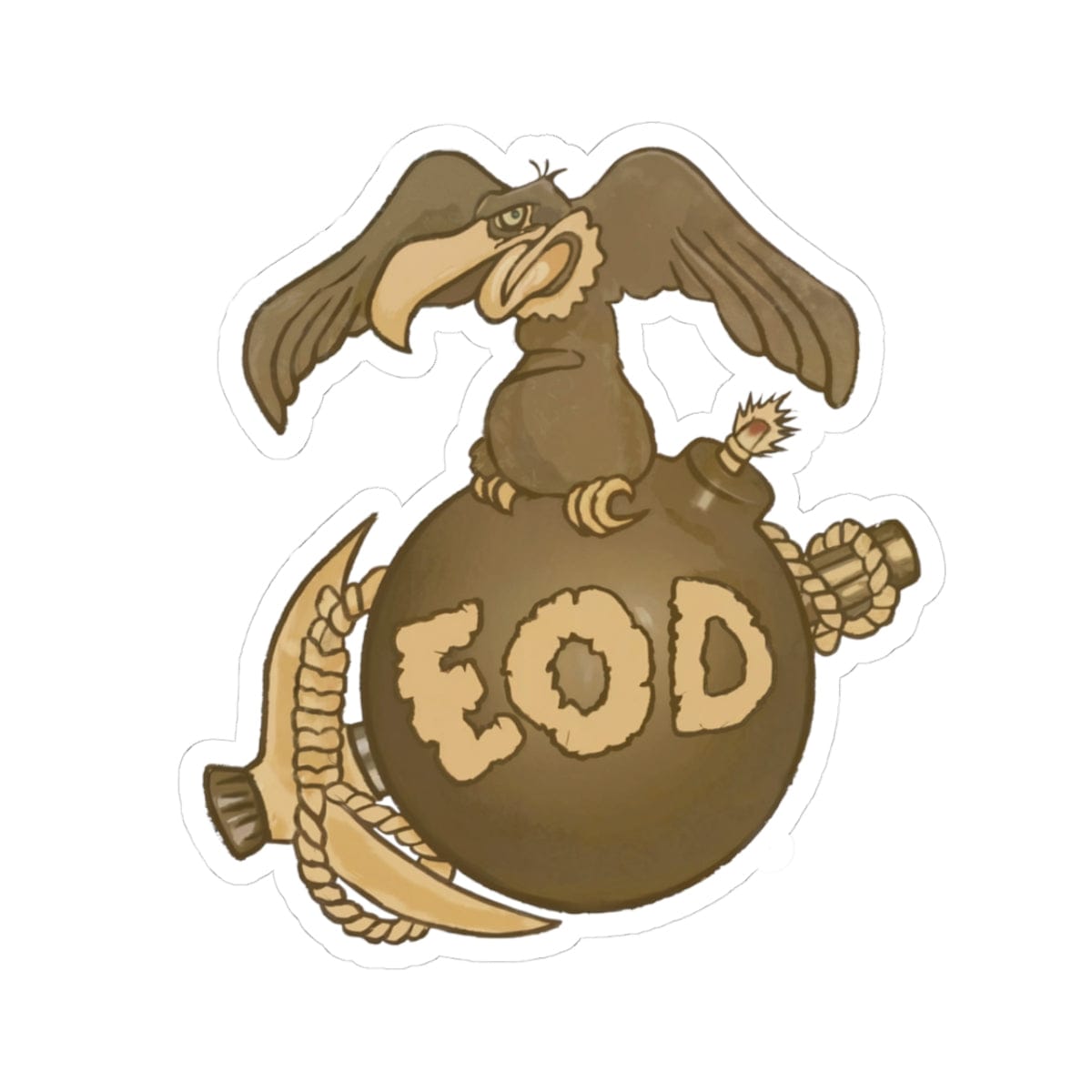 K-Factor Supply Co Buzzard Bomb and Pick (Clean) Sticker 3" × 3"