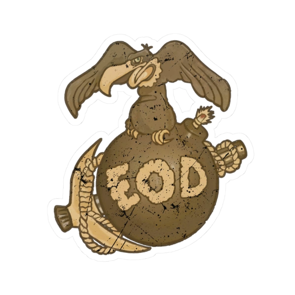 K-Factor Supply Co Buzzard Bomb and Pick (Distressed) Sticker 2" × 2"