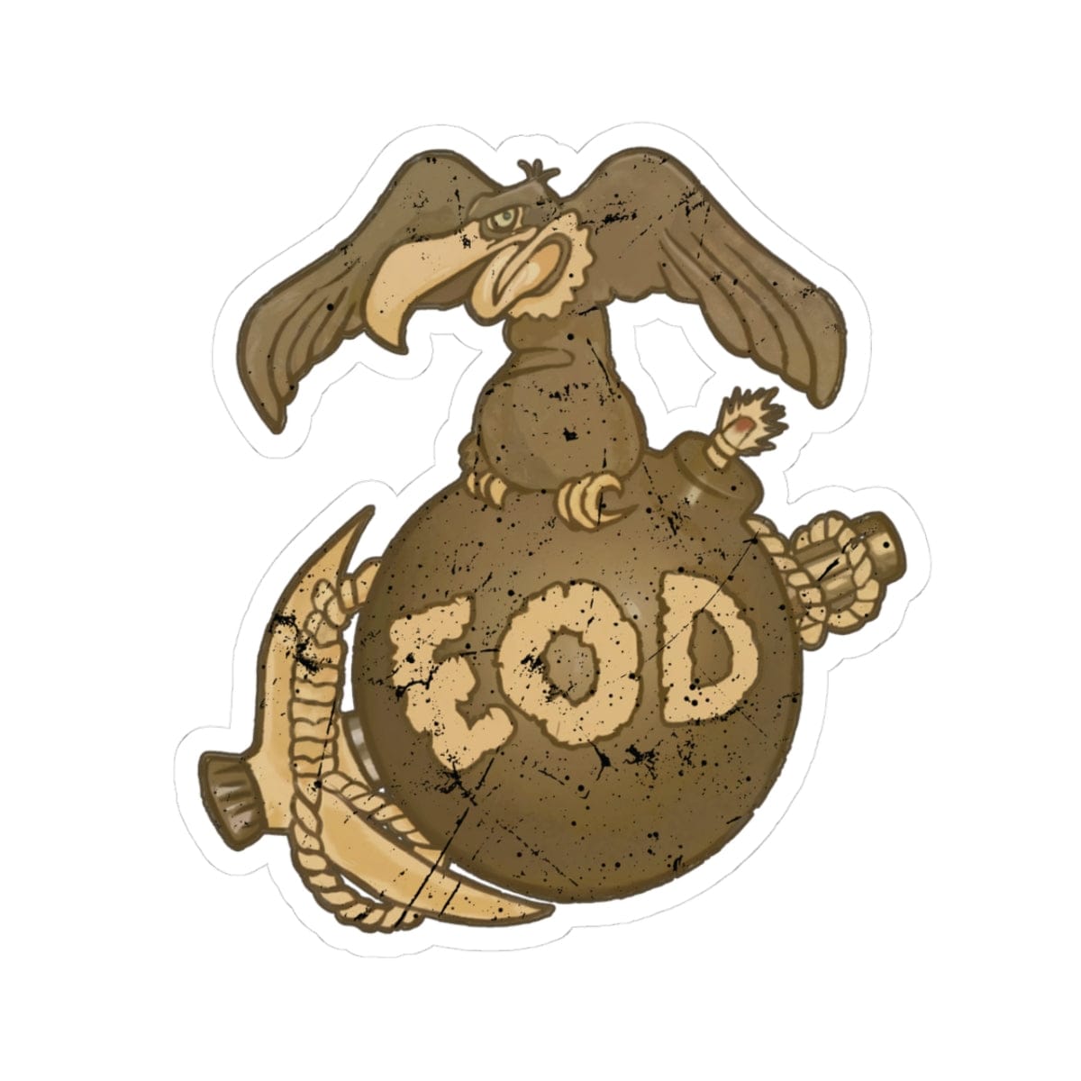 K-Factor Supply Co Buzzard Bomb and Pick (Distressed) Sticker 3" × 3"