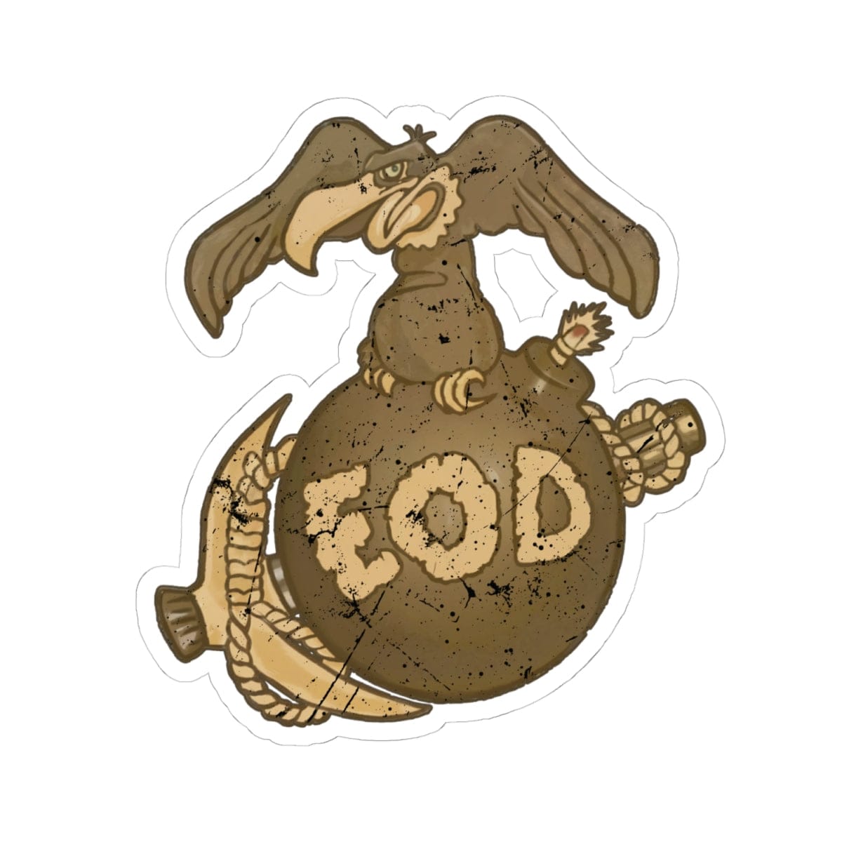 K-Factor Supply Co Buzzard Bomb and Pick (Distressed) Sticker 4" × 4"