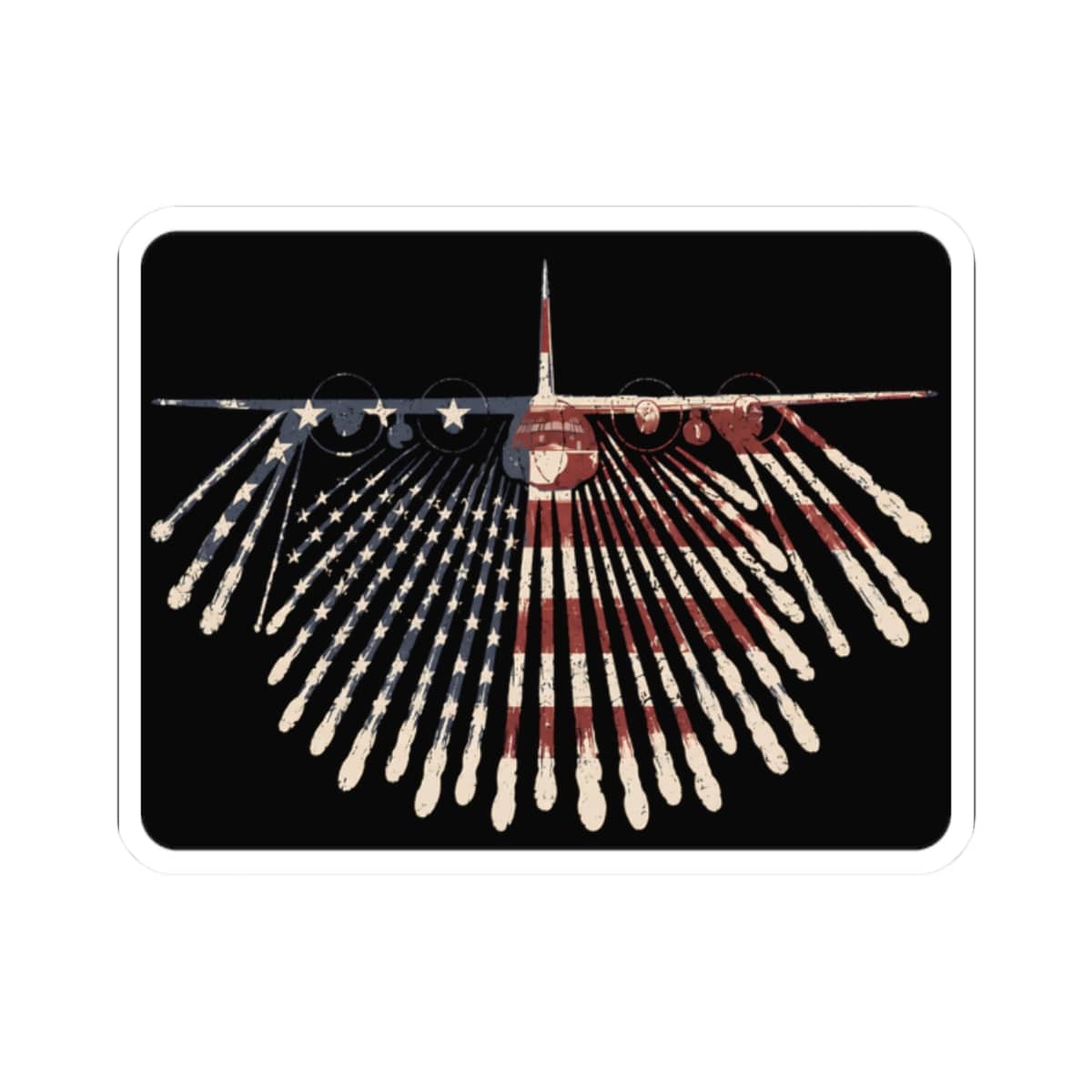 K-Factor Supply Co C-130 Flare Flag Sticker 2" × 2"