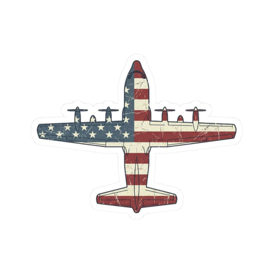 K-Factor Supply Co C-130 Top-Down Flag Sticker 2" × 2"