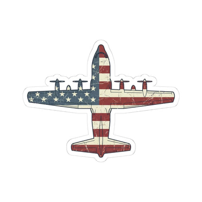 K-Factor Supply Co C-130 Top-Down Flag Sticker 4" × 4"
