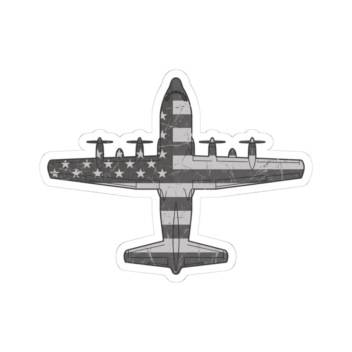 K-Factor Supply Co C-130 Top-Down Flag (Subdued) Sticker 4" × 4"