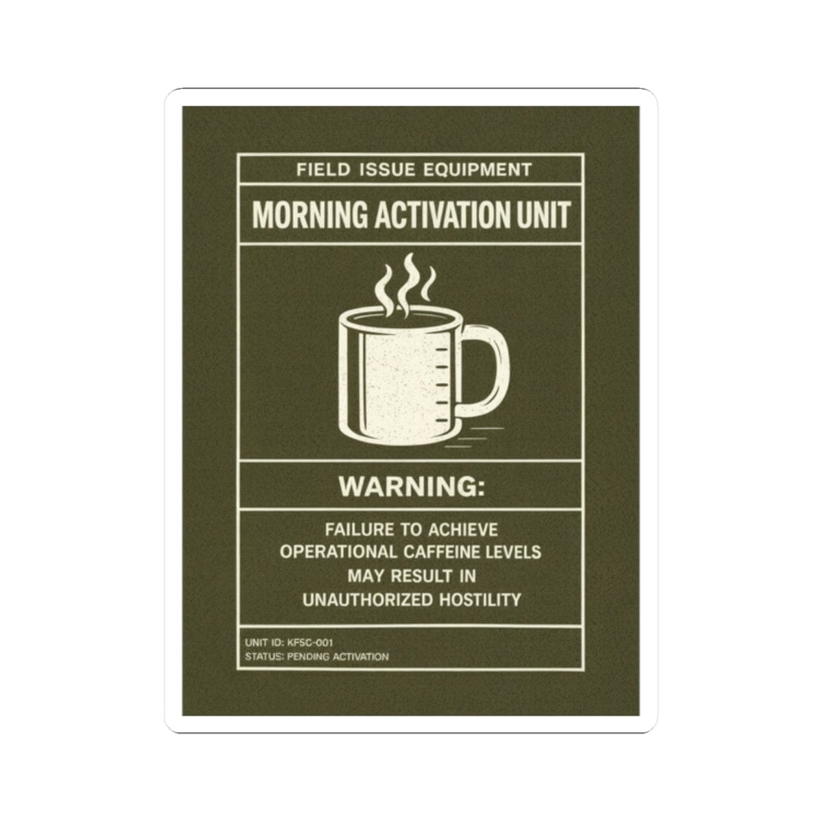 K-Factor Supply Co Caffeine Warning Sticker 2" × 2"