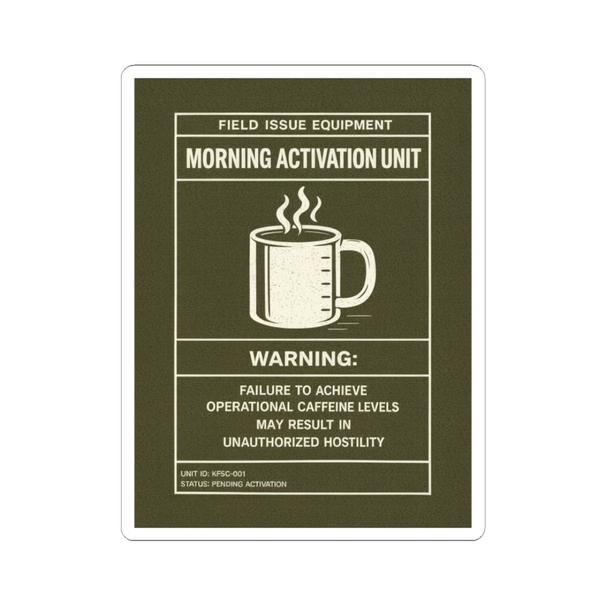 K-Factor Supply Co Caffeine Warning Sticker 3" × 3"