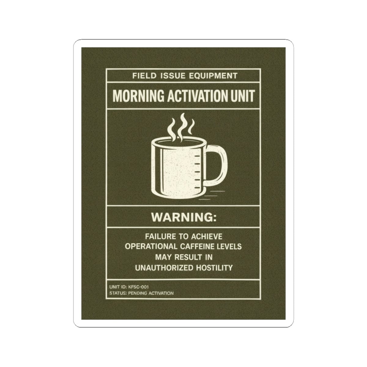 K-Factor Supply Co Caffeine Warning Sticker 4" × 4"