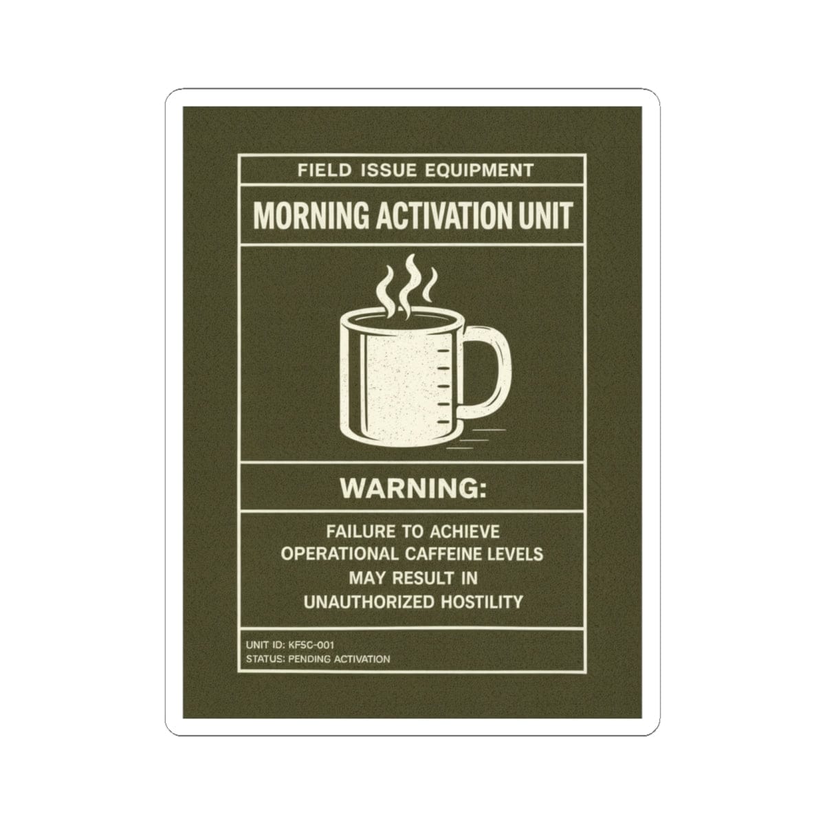 K-Factor Supply Co Caffeine Warning Sticker 6" × 6"