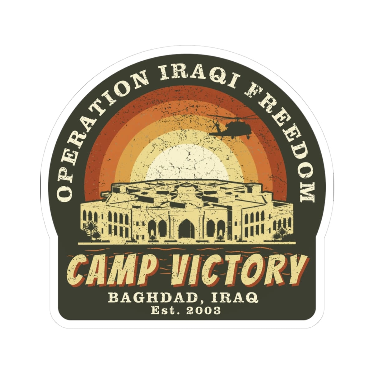 K-Factor Supply Co Camp Victory BCS Sticker 3" × 3"